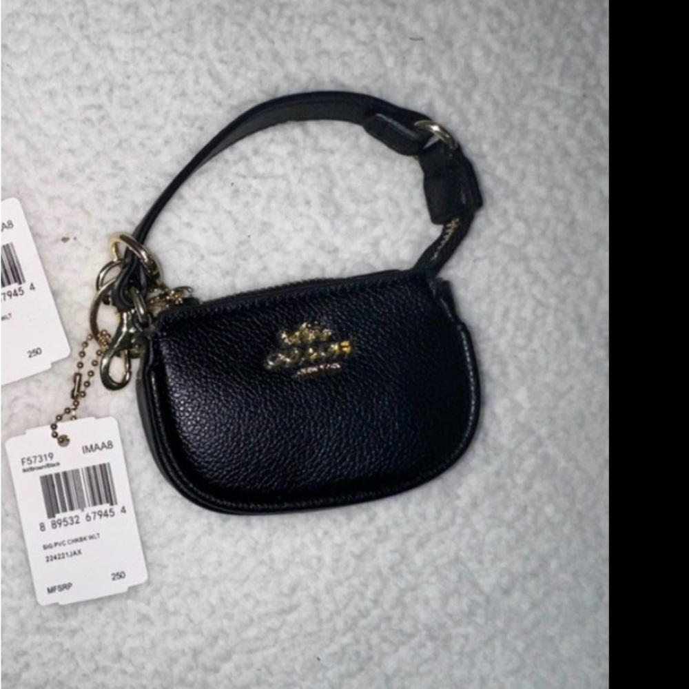 Two-Piece Mini Wristlet key chain in Black and Brown Signature price is for each - Picture 2 of 3